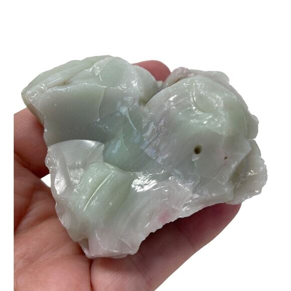 Lime Green Pink Art Glass Cullet Layered Slag Glass #5L137 - Picture 4 of 6